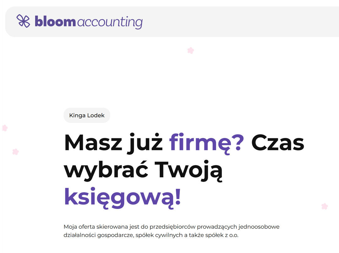 Strona internetowa dla BloomAccounting – od pomysłu do profesjonalnej marki księgowej
