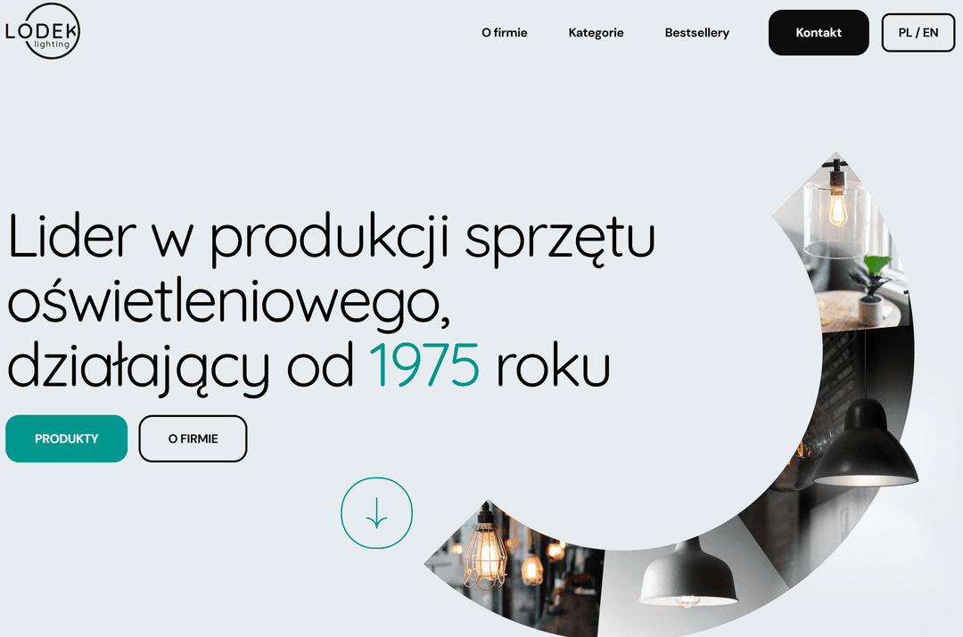 Strona internetowa dla Lodek Lighting – nowe światło na rynku oświetlenia